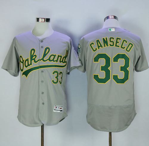 Athletics #33 Jose Canseco Grey Flexbase Authentic Collection Stitched MLB Jersey - Click Image to Close